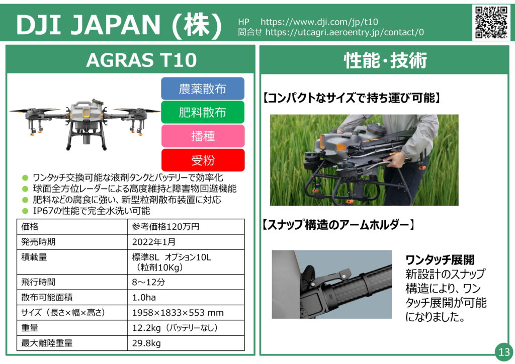 農業用ドローン　DJI JAPAN（株） T10